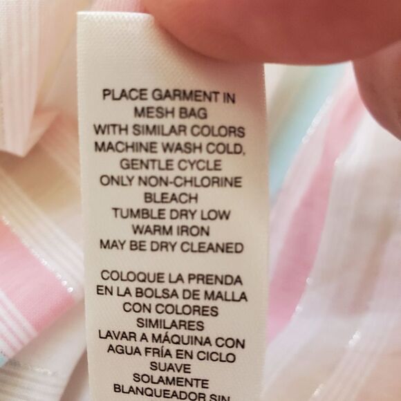 Chico's Summer Fun Stripe Lurex 3/4-Sleeve Shirt Sz Med - Picture 10 of 11